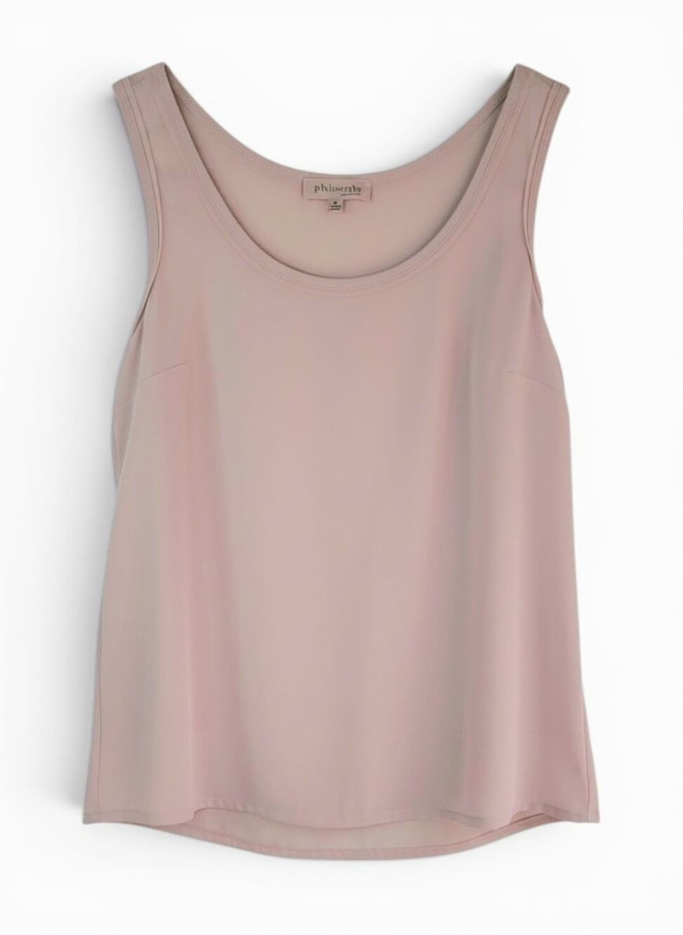 PHILOSOPHY Soft Blush Pink Scoop Neck Sleeveless Sheer Tank Top Size XL